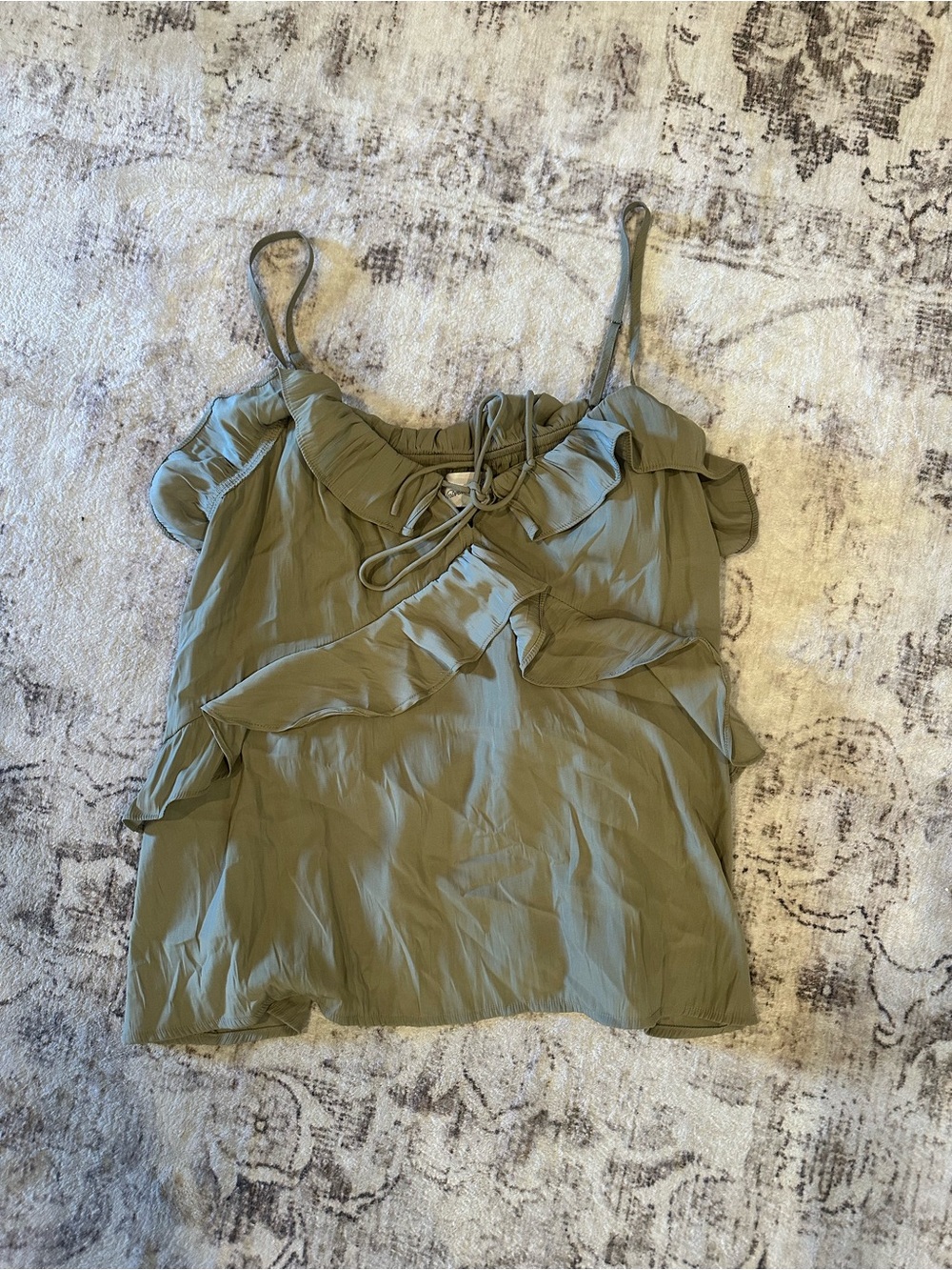 Universal Thread Olive Ruffle Tie-Front Cami